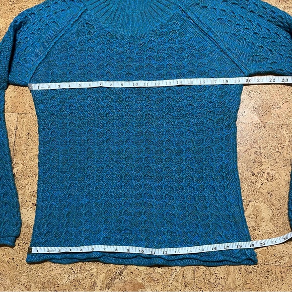 Sundance Cotton Silk Blend Teal & Green Marled Textured Knit Sweater Sz L - Picture 9 of 11